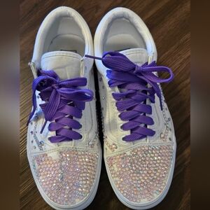 Vans Custom Rhinestone Sneakers – White & Purple – Women’s 10